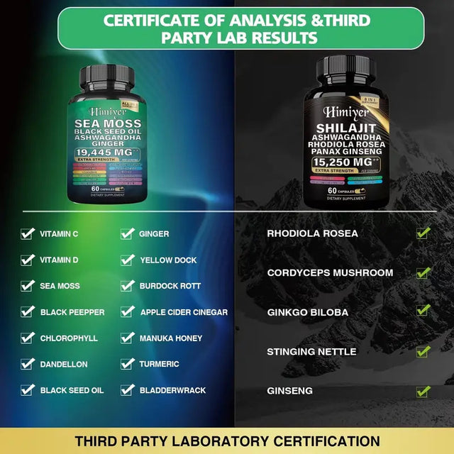Sea Moss Shilajit Ashwagandha Black Seed Oil Set