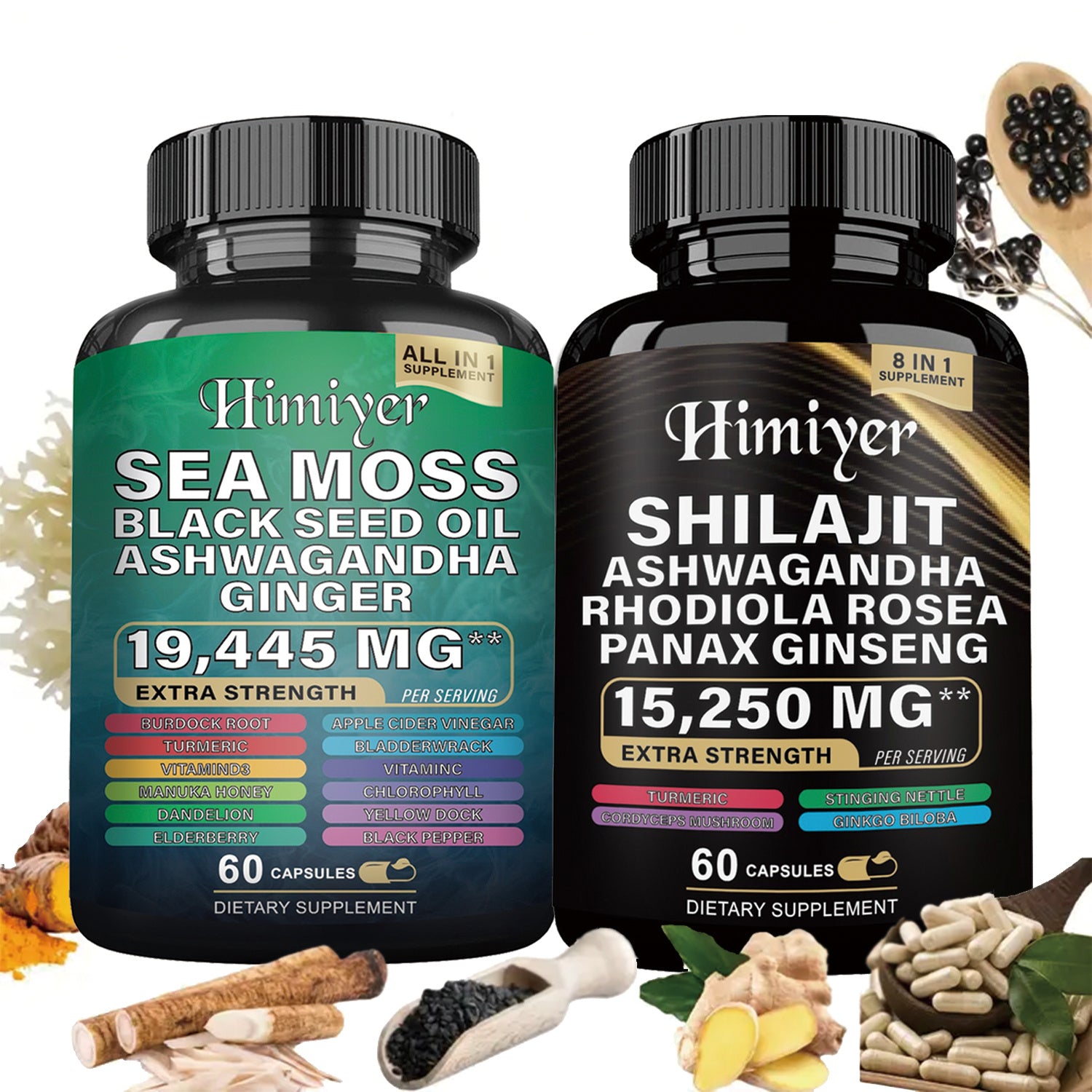 Sea Moss Shilajit Ashwagandha Black Seed Oil Set