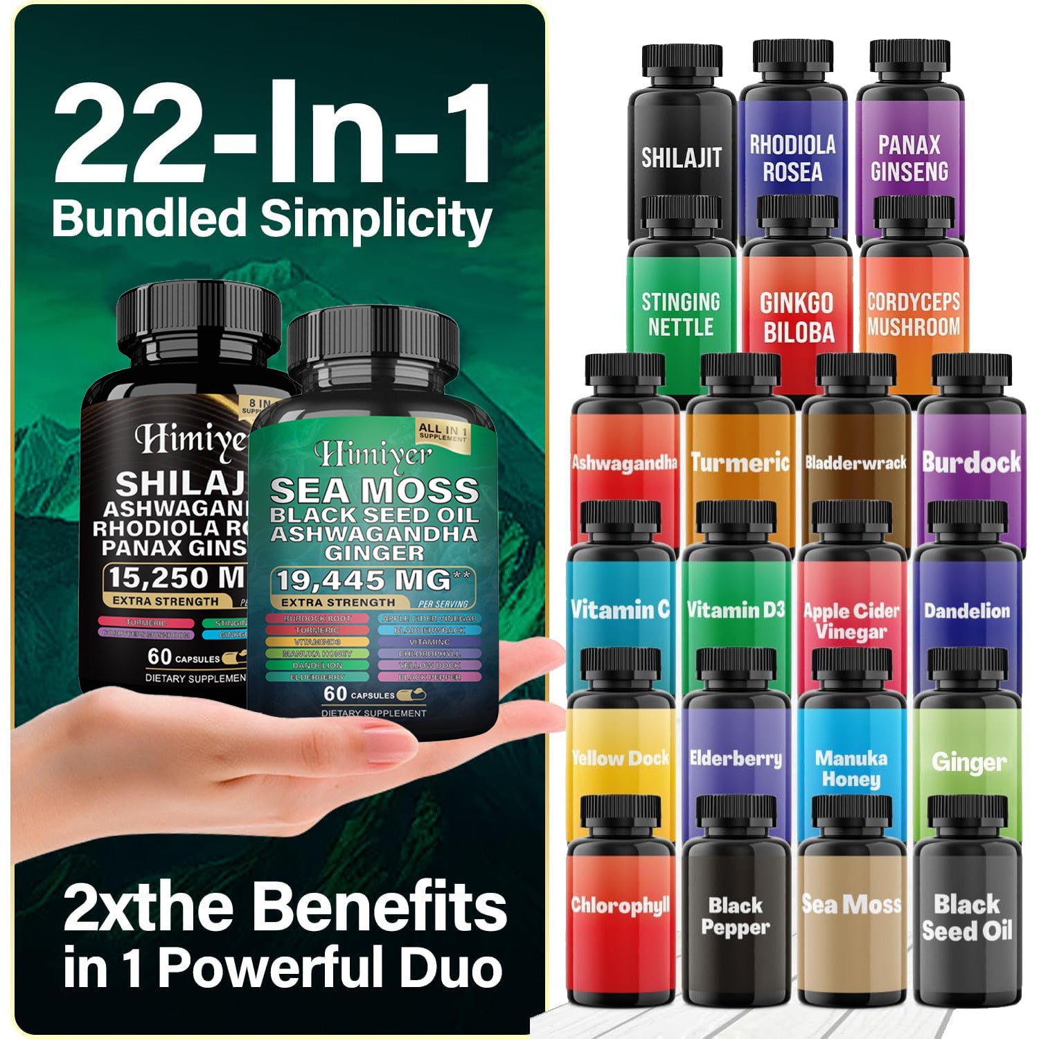 Sea Moss Shilajit Ashwagandha Black Seed Oil Set